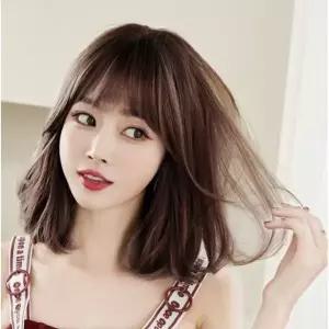 [하프클럽/]C컬 중단발 통가발 내추럴 브라운 자연스러운 인모 믹스 여신 웨