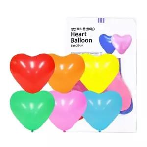 [셀러에이드]파티클럽 25CM 일반하트풍선 6입 (BB05) 생일풍선 (1개입) 파티장식
