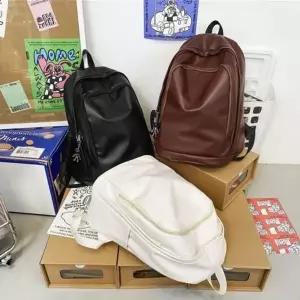 [하프클럽/]PU가죽 가방 캐쥬얼 가죽 백팩 학생가방 남여공용 ACDC