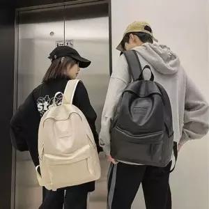 [하프클럽/]가방 무지 레더 심플 학생 인조가죽 남녀 백팩