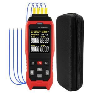 열전대 온도계 데이터 로거 4채널 K/J/T형 온도계, 5000 그룹 로깅 및 USB 내보내기, -328~2501 범위 HVAC 미터, 알람 ADJ 보정 기능 포함