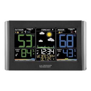 맞춤형 경보, 날씨 예보, 온도, 이슬점, 습도, 시간, 열 지수, 대형 디스플레이, 밝기 조절 가능, 무선, 블랙, C85845-INT