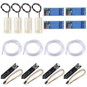 ALMOCN 자동 관개 DIY 키트, 4Pcs 정전식 토양 수분 센서 + 1채널 5V 릴레이 모듈 워터 펌프 아두이노 감지 정원 급수용 1M 비닐 튜브