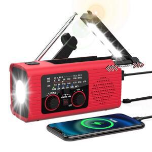 니티고 비상 기상 라디오, 4000mAh NOAA 경보 라디오 태양광 충전, 핸드 크랭크 및 USB 오전/FM LED 손전등, 독서등, SOS 알람, 실외 실내용 헤드폰