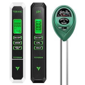 비보선 디지털 pH 미터, 3-in-1 TDS /EC / 온도 토양 수분 조명 테스터 콤보 가정용, 정원 및 수경 재배용