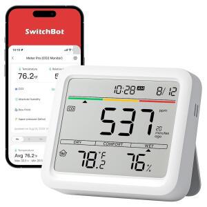 SwitchBot CO2 감지기, 실내 공기질 모니터, / TEMP 습도용 가정용 자동차 사무실 온실용 휴대용 이산화탄소 감지기