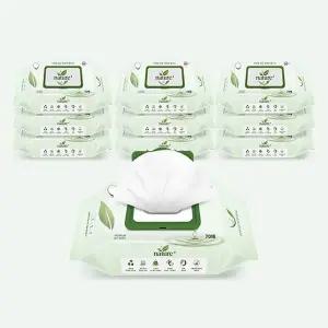 [생분해/평량 75g]네이처 프리미엄 플러스 물티슈 캡형 70매 10팩