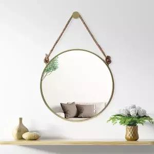 [RIZPICK]PL 아이디어 벽거울 빈티지 스트랩 벽거울(50cm) (골드) No5