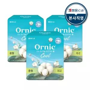 오닉 유기농 순면커버 쿨 생리대 중형 16p 3팩