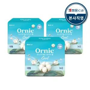 오닉 유기농 순면커버 쿨 생리대 대형 14p 3팩
