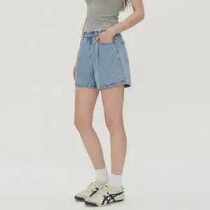 여성 데님 버뮤다팬츠 하이웨스트 핀턱 반바지