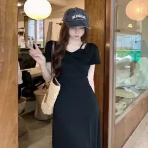 원피스 여성 롱 맥시 반팔 셔링 여름 홈웨어
