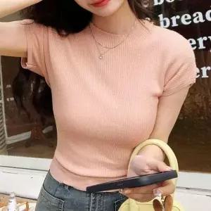 여성 반팔티 여름 티셔츠 뒷트임 핑크 티셔츠 여자 상의