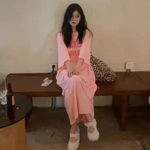 롱 원피스 쉬폰 니트 하객룩 여성 여름 데일리 캐주얼