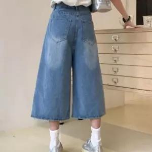 데님팬츠 와이드 7부 통바지 여성 빈티지 캐주얼 데일리 여행