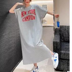 원피스 여성 여름 반팔 롱 미니 레터링 프린팅 데일리 캐주얼 심플
