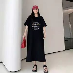원피스 여성 오버핏 레터링 밑단 트임 홈웨어