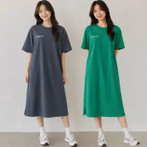 롱원피스 반팔 원피스 여름 데일리룩 2컬러