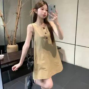 원피스 민소매 나시 미니 여름 캐주얼 단추