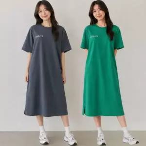 롱원피스 반팔 레터링 여름 마트룩 2컬러