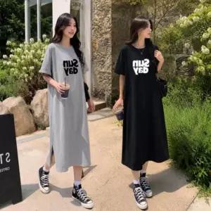원피스 여름 반팔 롱 치마 캐주얼 프린팅