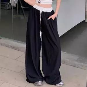 여성 일자팬츠 루즈핏 허리밴딩 배색 바지