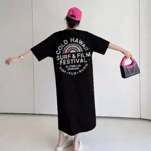 반팔 롱 원피스 루즈핏 백프린팅 캐주얼 홈웨어