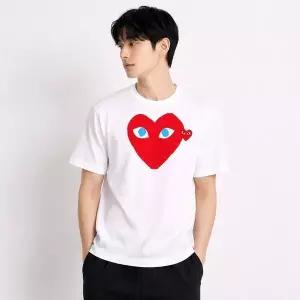 [꼼데가르송] 레드 빅 스몰 더블하트 반팔 티셔츠 157550054