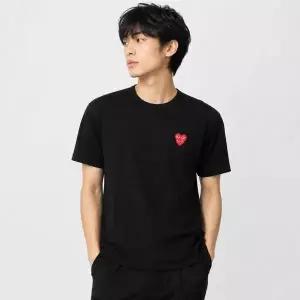 [꼼데가르송] 레드 더블하트 패치 반팔 티셔츠 157550102