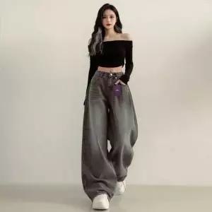 여성 와이드 데님 팬츠 청바지 나팔바지 밴딩 청바지