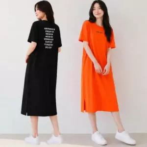 잠옷 원피스 여성 루즈핏 반팔 홈웨어 롱 파자마