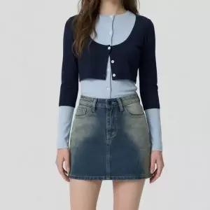 데님 슬림핏 여성 청치마 딥워싱 반바지