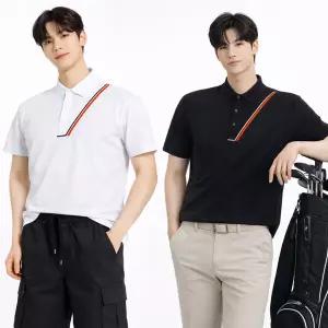 [디바옴므] 여름 COOL 아이스 배색 테이프 카라 반팔 스판 티셔츠 쿨링 쿨론 골프