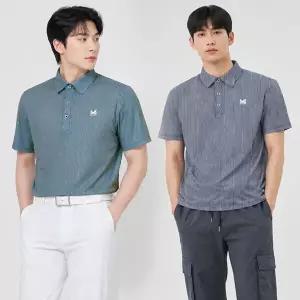 [디바옴므] 여름 스트라이프 냉감 아이스 카라넥 스판 티셔츠 골프 쿨론 쿨링 남자 남성