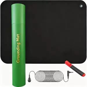 Amerthing 24x16 인치 발용 범용 접지 매트 테스터 펜 및 코드가 있는 접이식 수면 보조 마우스 패드 지원
