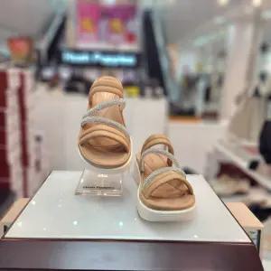 여성 발 편한경량 4cm 컴포트 웨지힐 스트랩 슬리퍼 3f26036-12CA 794679