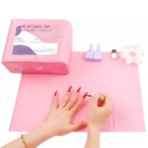 칭 125PCS 일회용 네일 아트 테이블 매트 방수 팁 타월 아크릴용 플레이 냅킨 3개 종이 시트 살롱용 패드