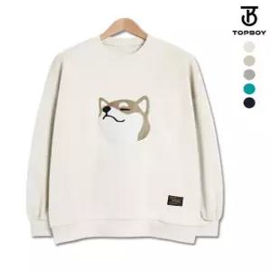 [탑보이][탑보이] 보들보들 시바 오버핏 기모 맨투맨 (IN072)