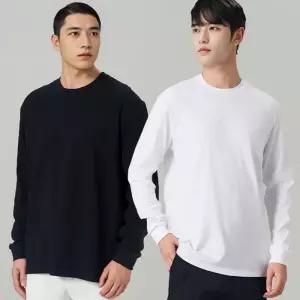남자 미우 기본 라운드 무지 긴팔 티셔츠 여자티