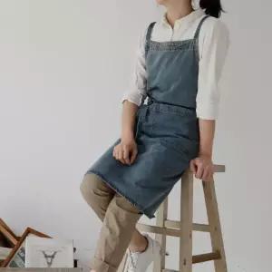 젠트리어 데님 청 앞치마 카페 보육교사 위 예쁜 제작
