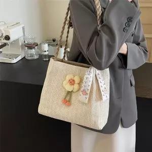 여성 가방 러블리 이 라탄 왕골 스카프장식 여름 여자