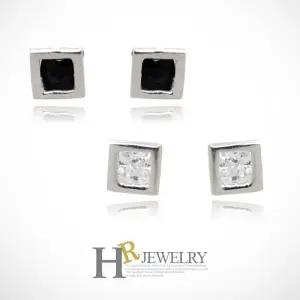 [호림쥬얼리]14K정품)히트(HR)14K 화이트 3.5mm 스퀘어 귀걸이(택)