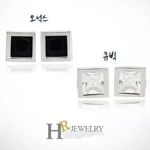 [호림쥬얼리]14K정품)히트(HR)14K 화이트 5mm 스퀘어 귀걸이(택일)