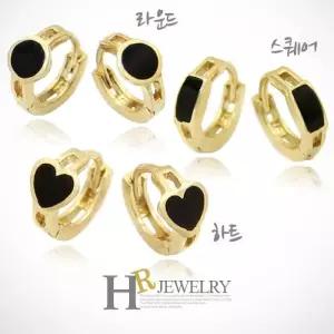[호림쥬얼리]14K정품)히트)한쌍(HR)14K 블랙 도형 귀찌(택일)