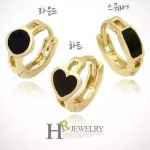 [호림쥬얼리]14K정품)히트)한쪽(HR)14K 블랙 도형 귀찌(택일)-1pcs