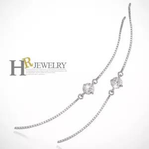[호림쥬얼리]14K정품)히트(HR)14K 화이트 트윈비키 롱라인 귀걸이(6cm)