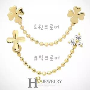 [호림쥬얼리]14K정품)한쪽(HR)14K 크로바 투핀 귀걸이(택일)(1pcs)