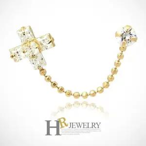 [호림쥬얼리]14K정품)한쪽(HR)14K 크로스 투핀 귀걸이(1pcs)