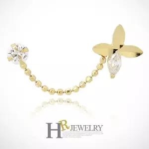 [호림쥬얼리]14K정품)한쪽(HR)14K 크로바 투핀 귀걸이(1pcs)
