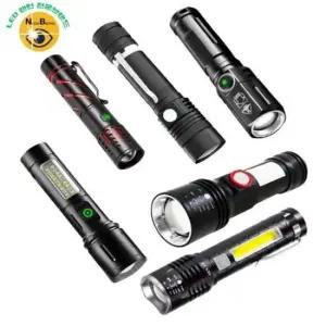 LED 손전등 충전식 Mini 줌 전술 랜턴 헤드론